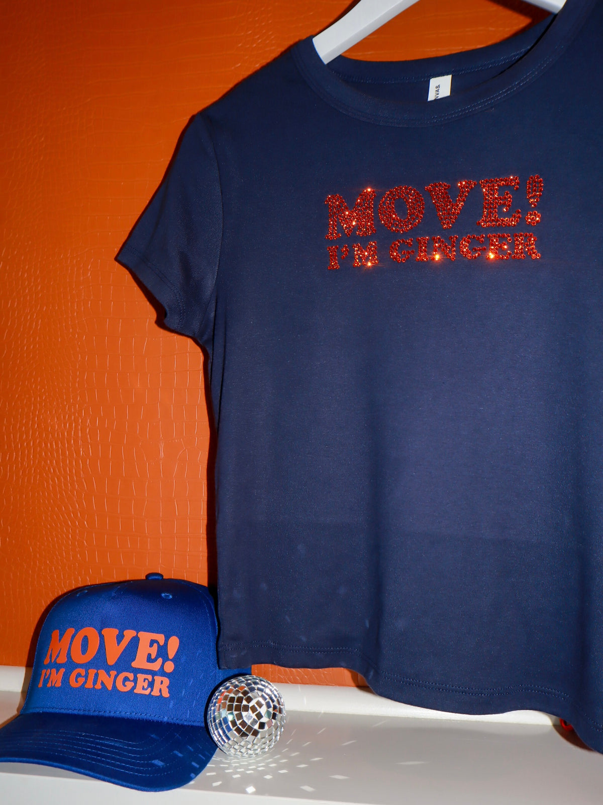 the 'move! im ginger' rhinestone baby tee