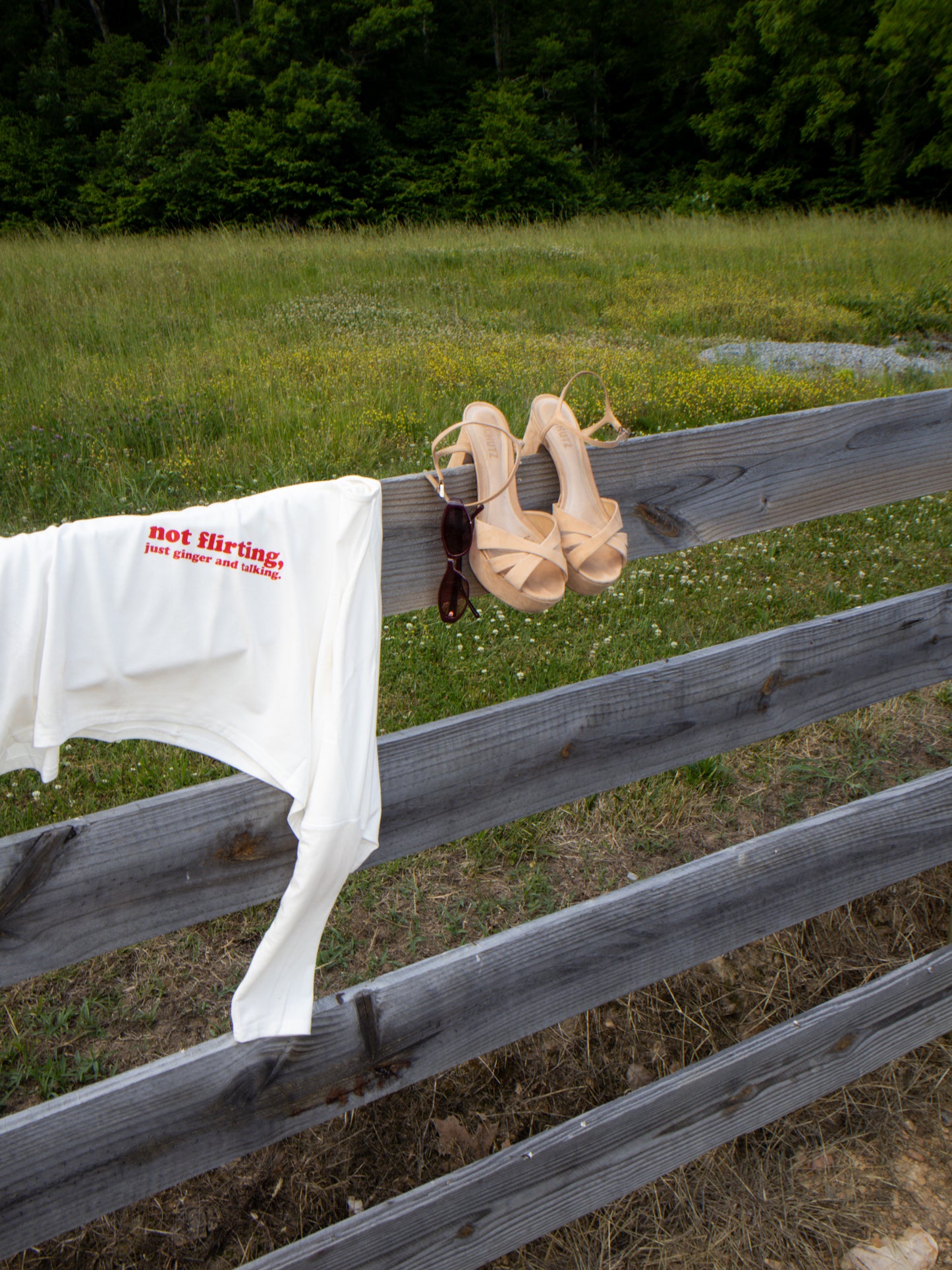the 'not flirting, just ginger and talking' tee