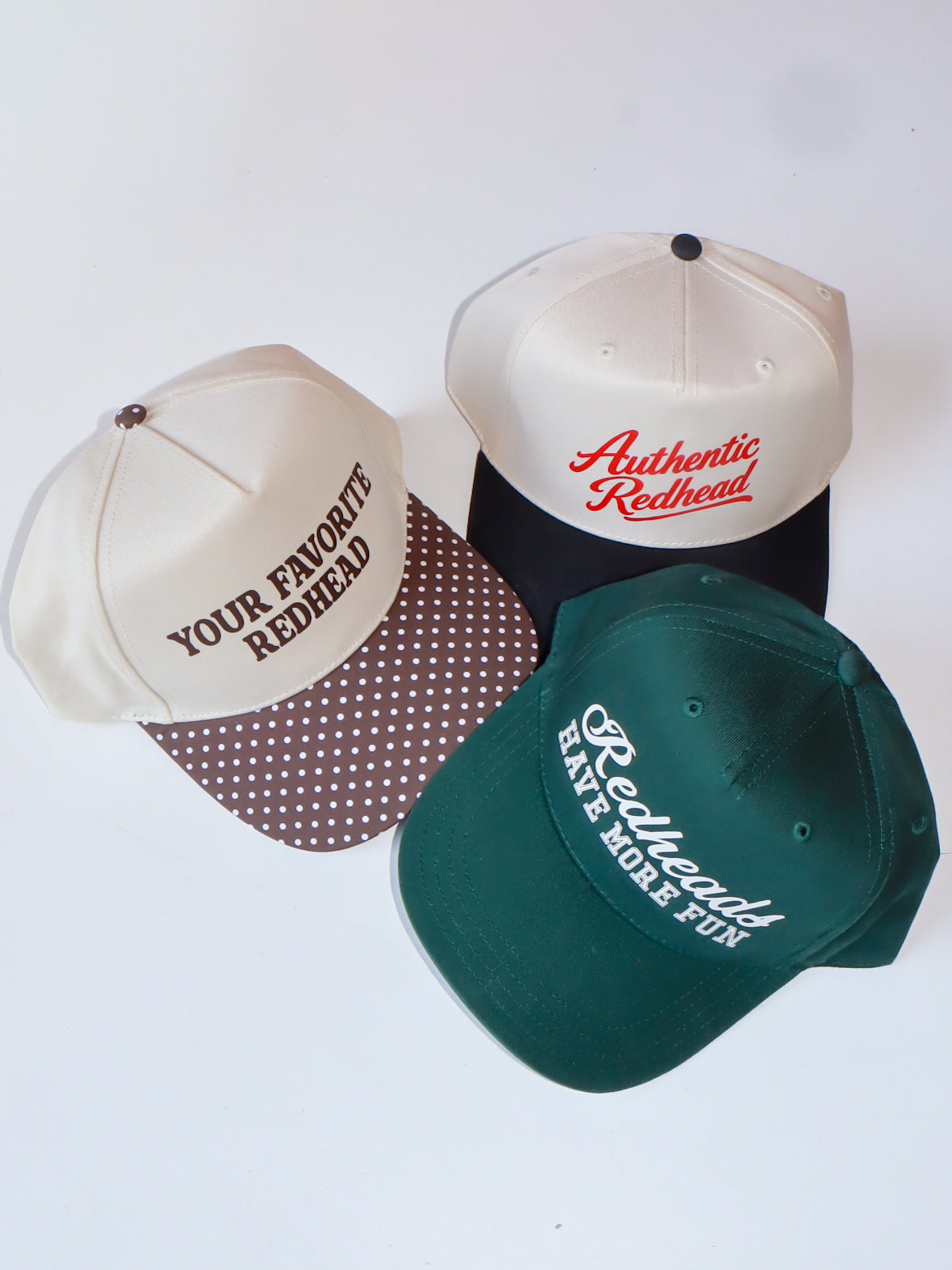 the 'your favorite redhead' polka dot trucker