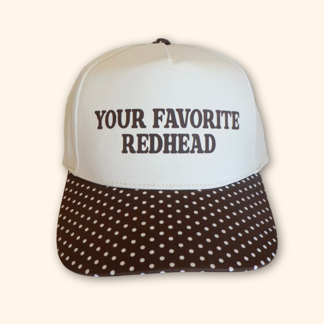 the 'your favorite redhead' polka dot trucker