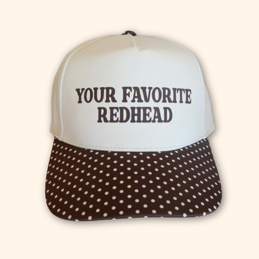 the 'your favorite redhead' polka dot trucker